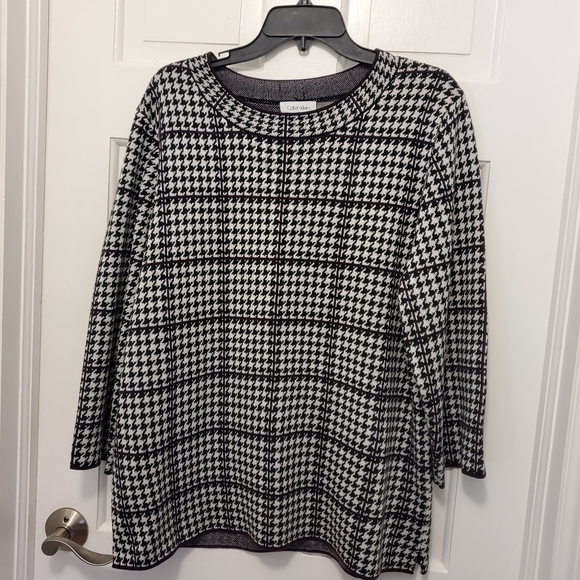 Calvin Klein Black Houndstooth Pullover Sweater Sz XL, Classic, Business Casual - Picture 7 of 9